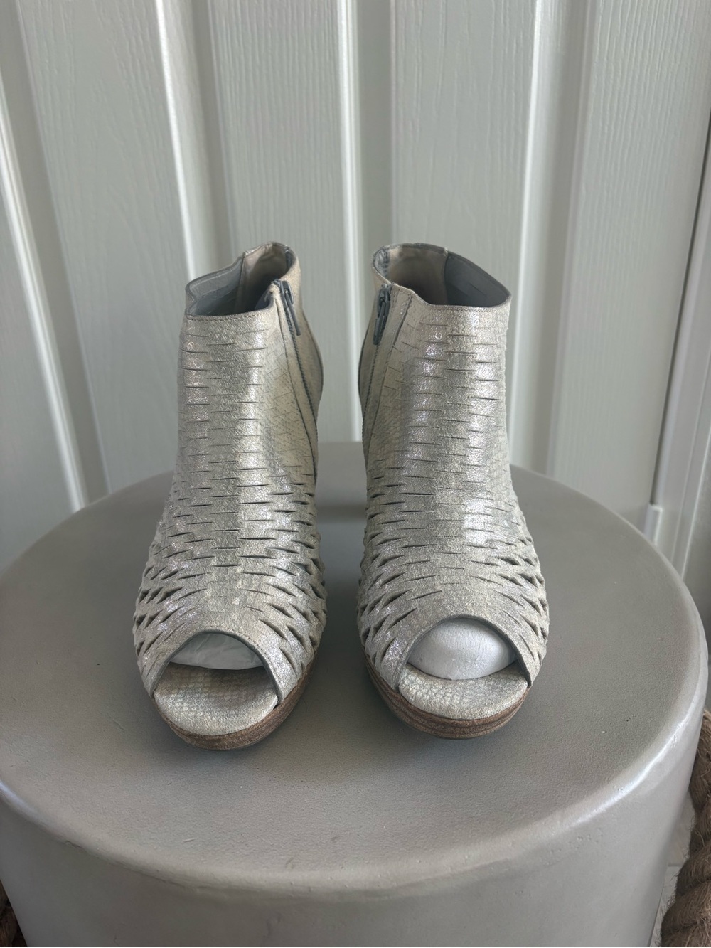 Paul Green | Cayenne Peep Toe Booties | Silver Metallic Nubuck | US 9 | 2nd pair